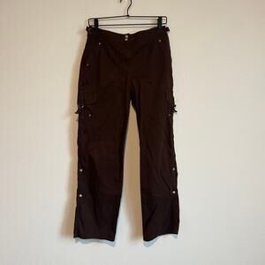 Jones New York Signature Brown Cargo Utility Pants 4 Y2K Streetwear Gorpcore